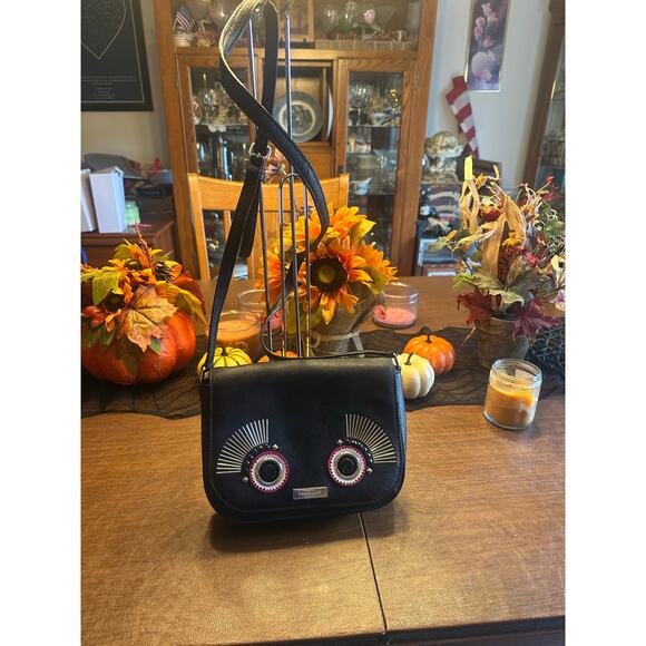 Kate Spade New York Warm And Fuzzy Monster Large Carsen Crossbody Bag Black EUC - Picture 6 of 14